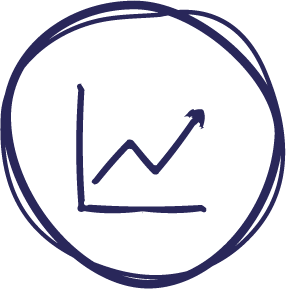a line chart inside a circle